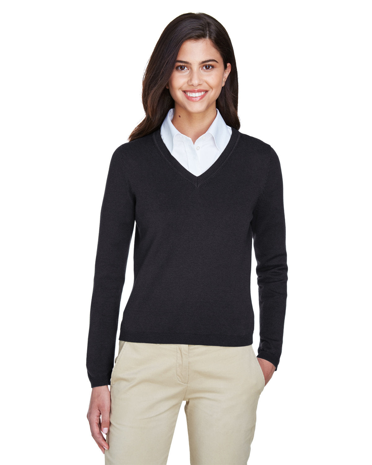 Effortless Elegance: Devon & Jones Ladies' V-Neck Sweater
