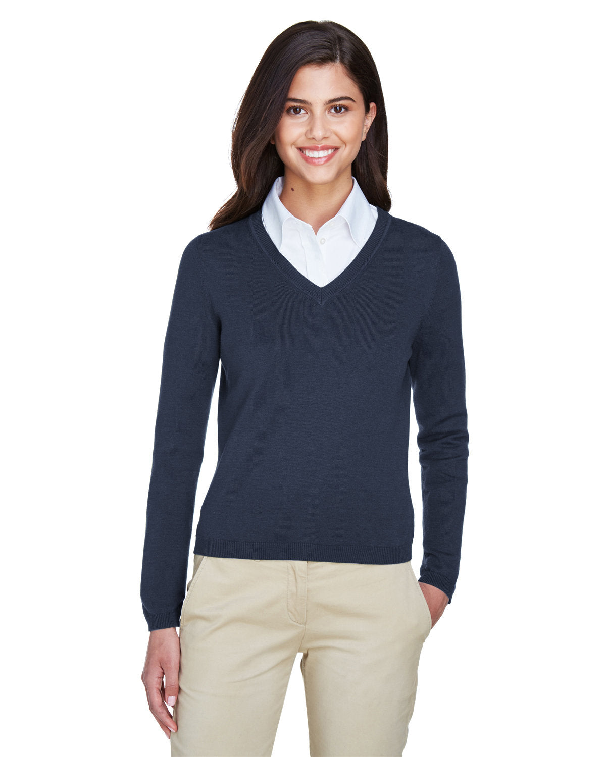 Effortless Elegance: Devon & Jones Ladies' V-Neck Sweater