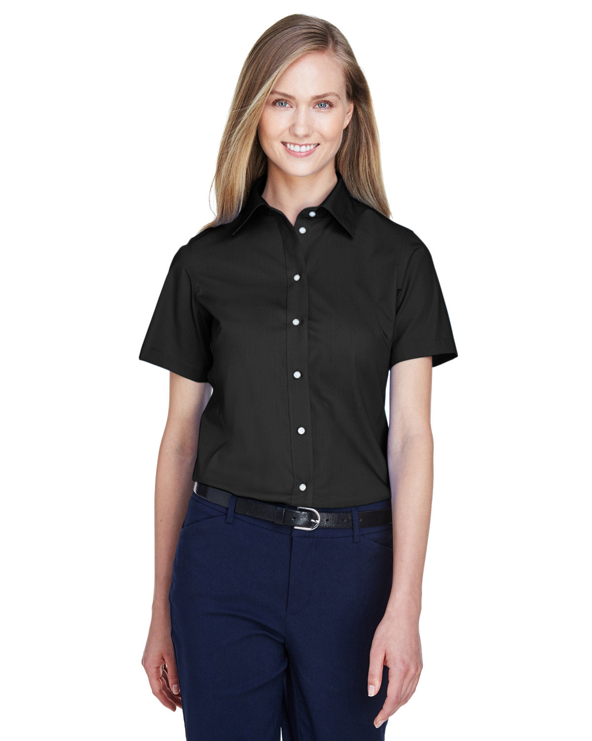 Effortless Elegance: Ladies' Crown Woven CollectionÂ® Solid Broadcloth Short-Sleeve Shirt