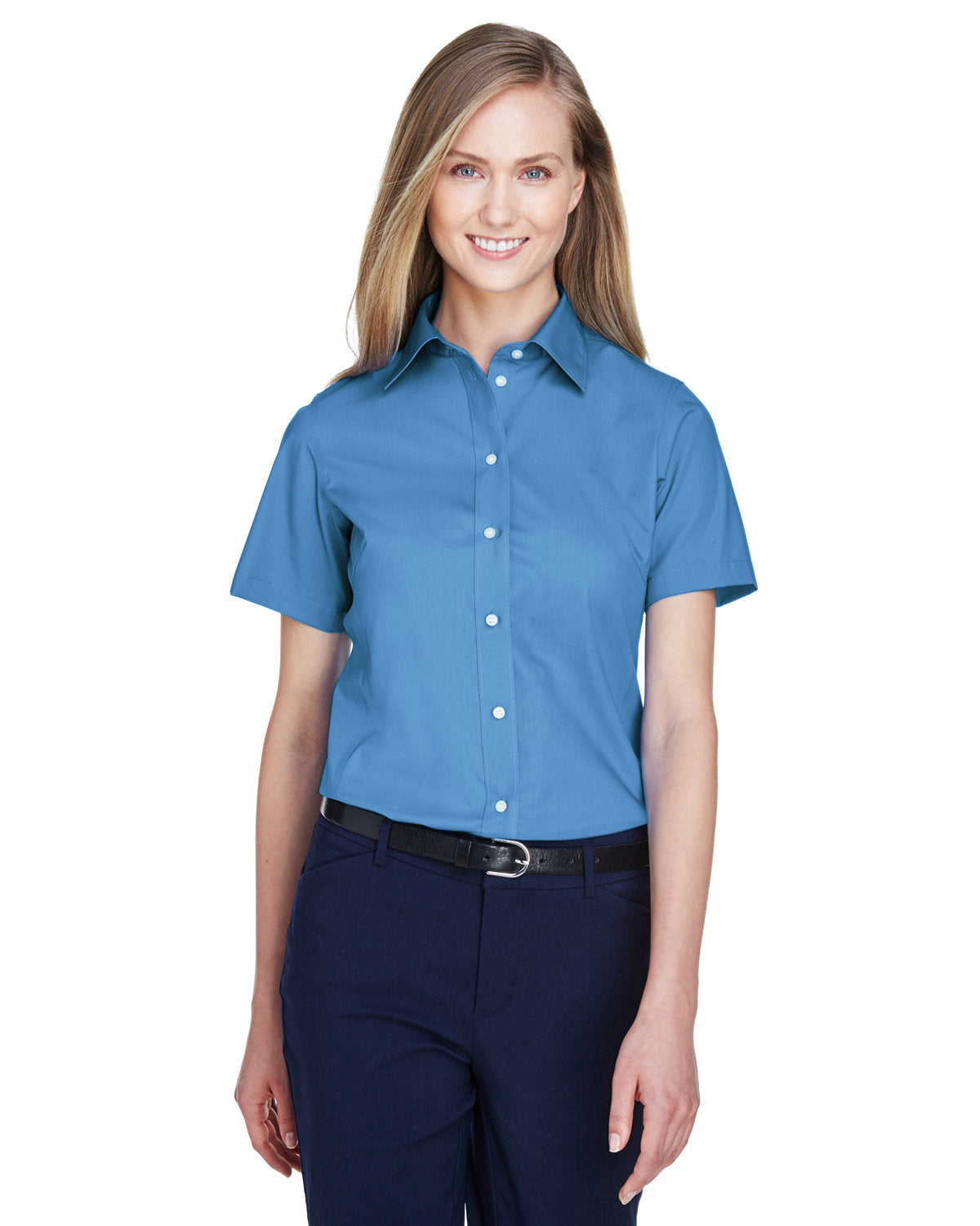 Effortless Elegance: Ladies' Crown Woven CollectionÂ® Solid Broadcloth Short-Sleeve Shirt