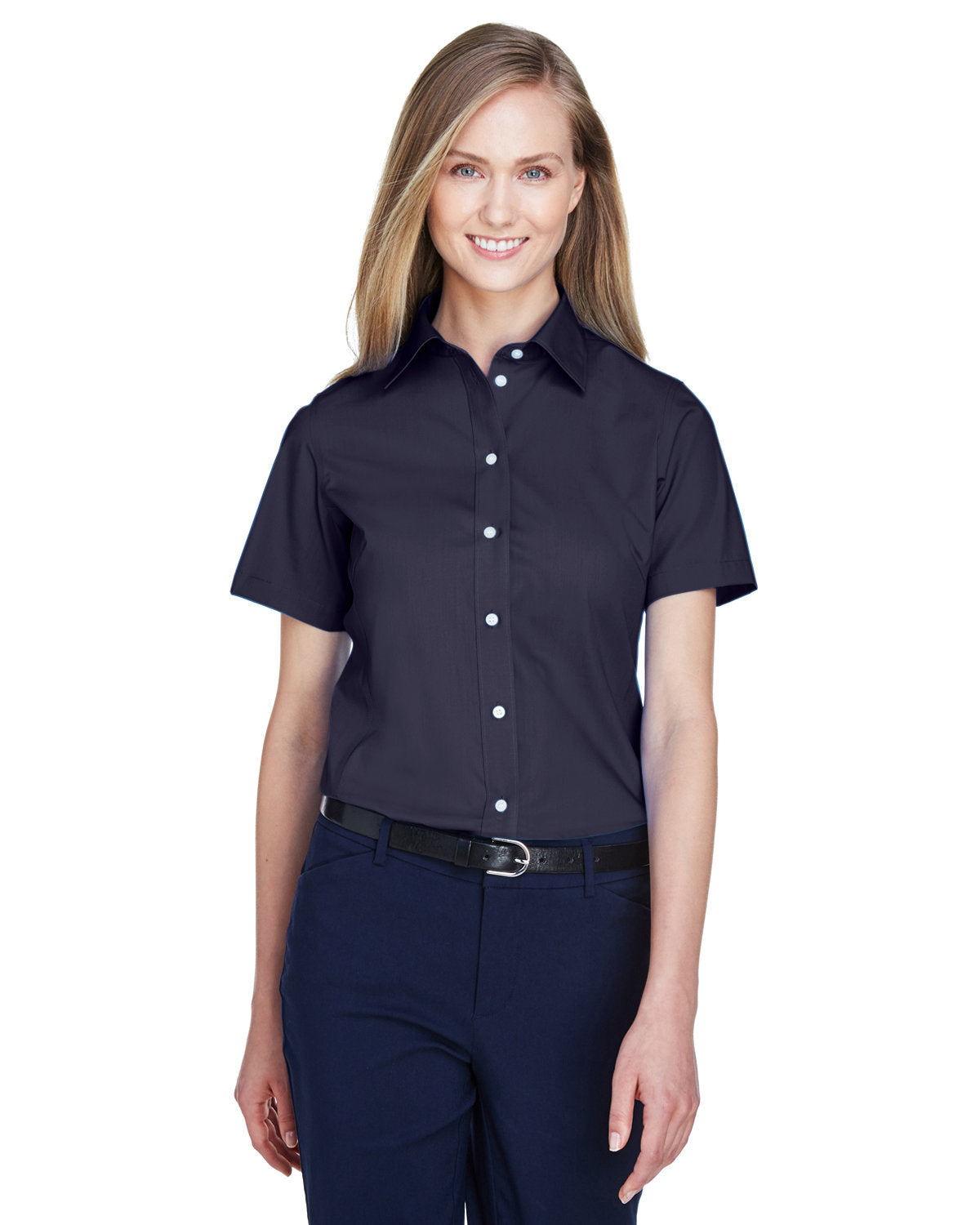 Effortless Elegance: Ladies' Crown Woven CollectionÂ® Solid Broadcloth Short-Sleeve Shirt