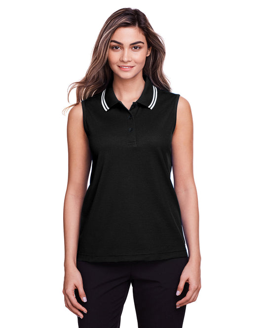 Elevate Your Style with the Devon & Jones Ladies' CrownLux Performanceâ„¢ Plaited Tipped Sleeveless Polo