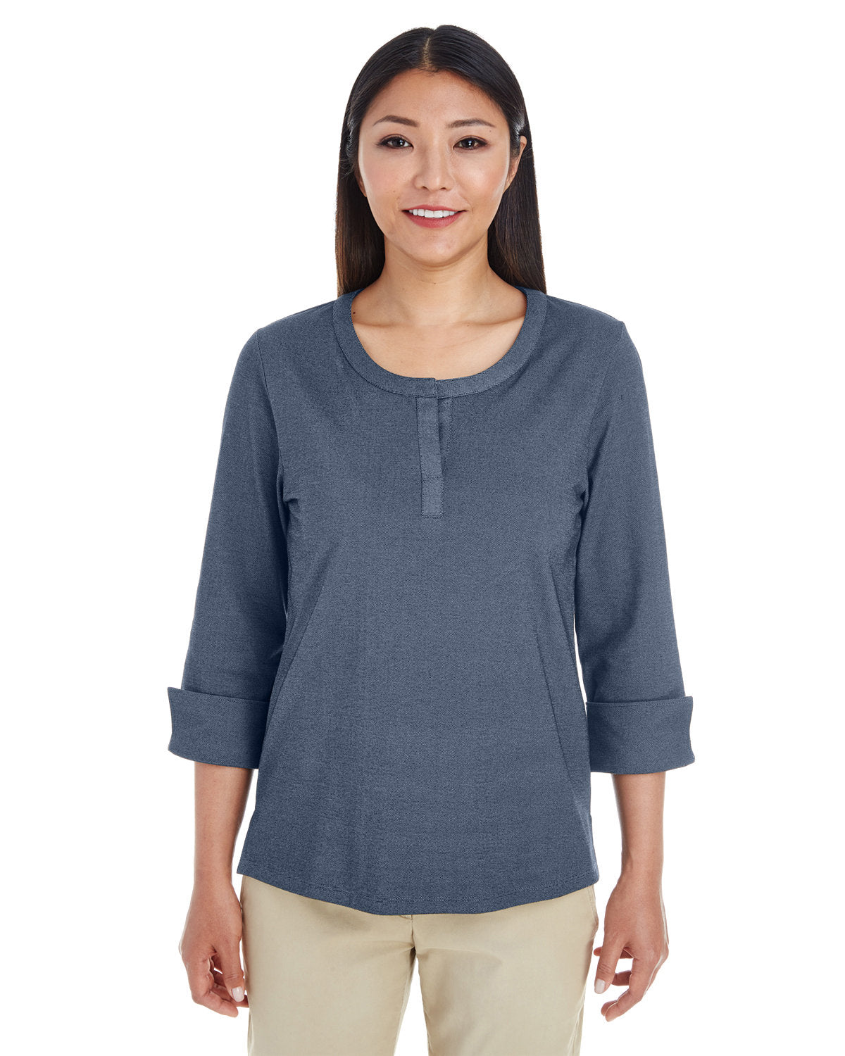Elevate Your Look with the Devon & Jones Ladies' Central Cotton Blend MÃ©lange Knit Top