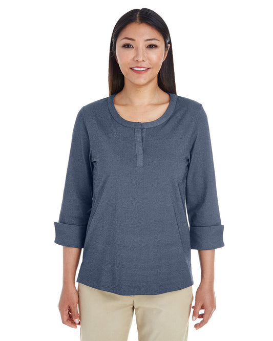 Elevate Your Look with the Devon & Jones Ladies' Central Cotton Blend MÃ©lange Knit Top