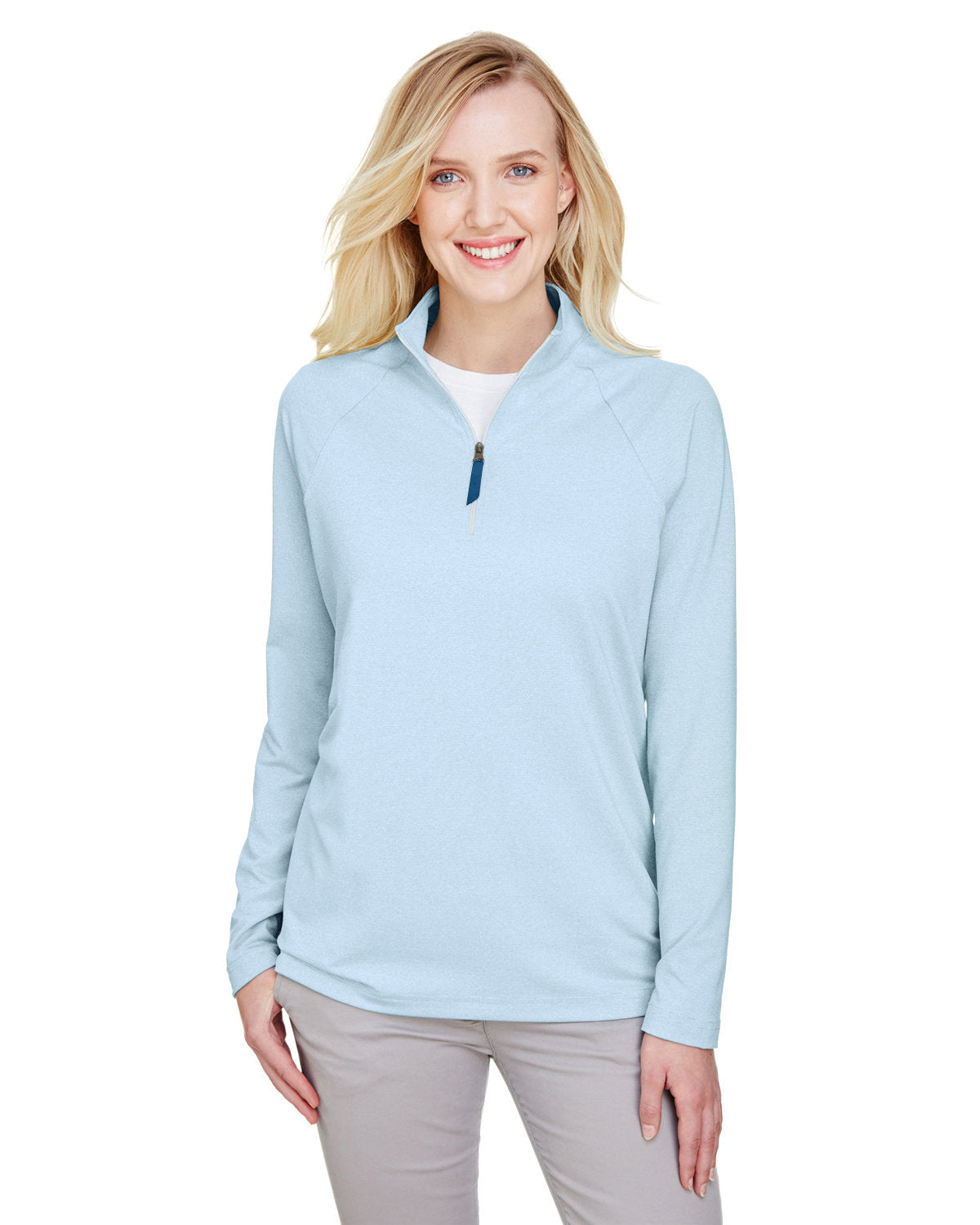 Elevate Your Look with the Devon & Jones CrownLux Performanceâ„¢ Ladies' Clubhouse Micro-Stripe Quarter-Zip