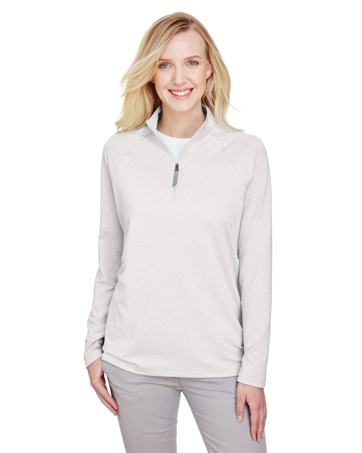 Elevate Your Look with the Devon & Jones CrownLux Performanceâ„¢ Ladies' Clubhouse Micro-Stripe Quarter-Zip