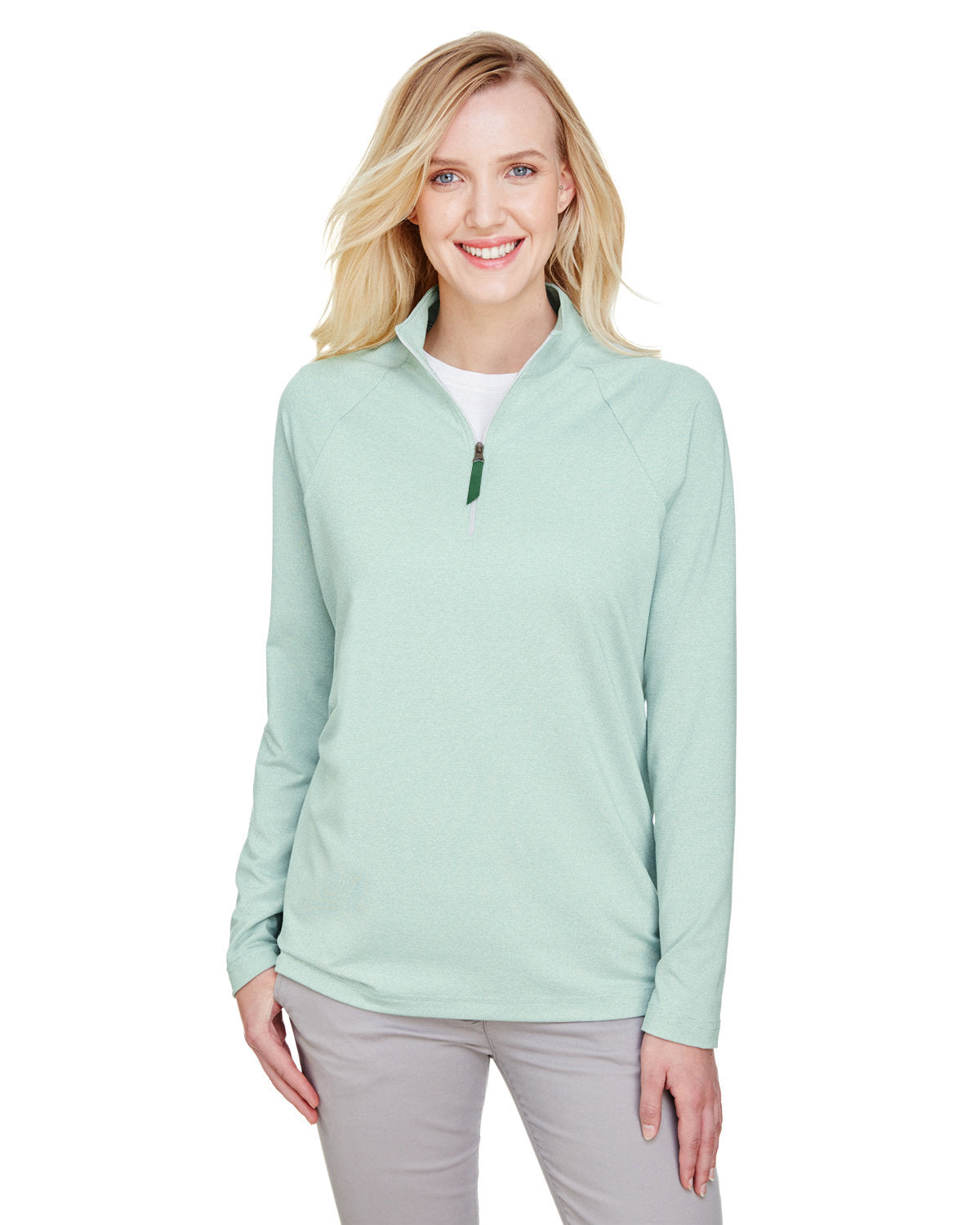 Elevate Your Look with the Devon & Jones CrownLux Performanceâ„¢ Ladies' Clubhouse Micro-Stripe Quarter-Zip