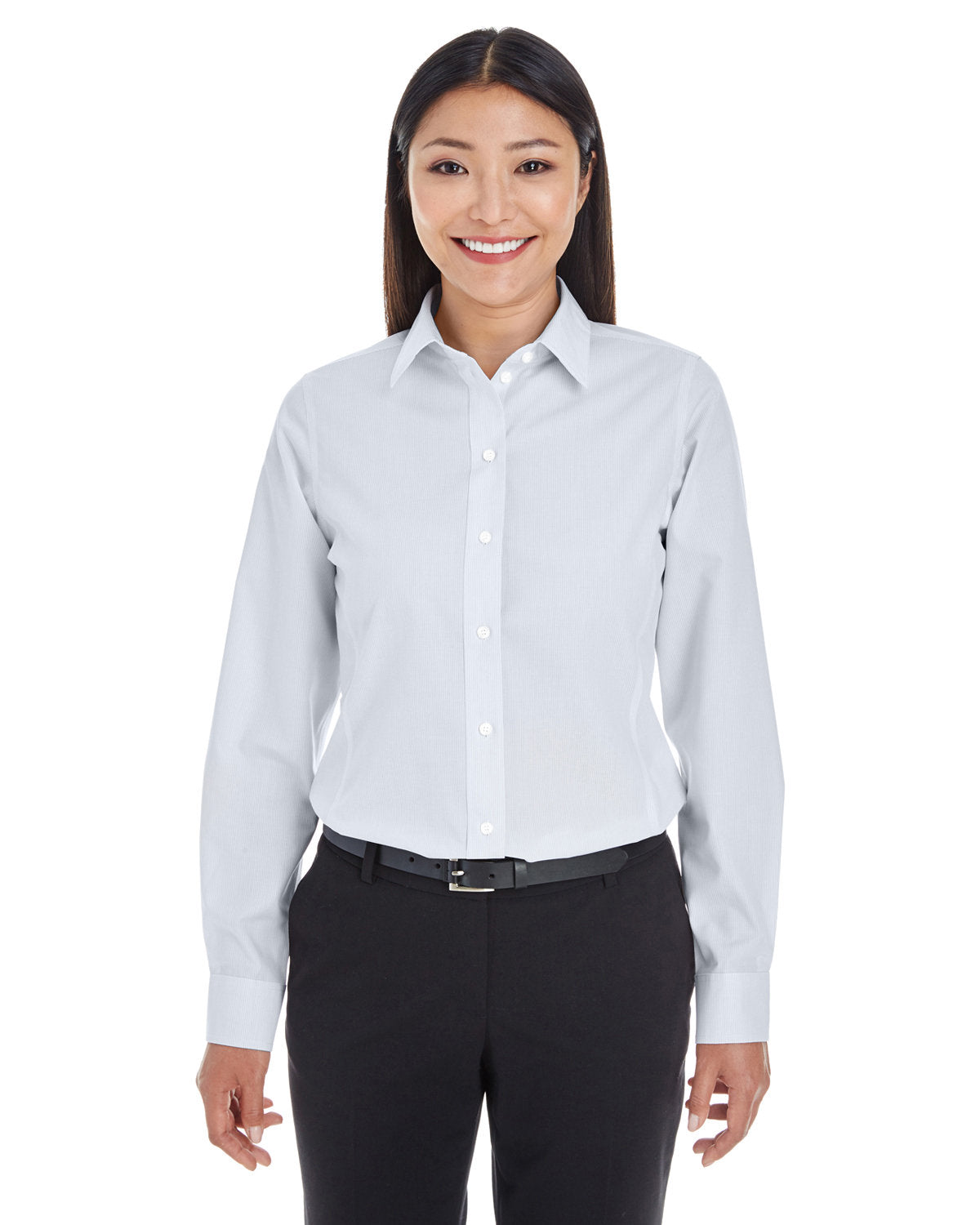 Elevate Your Elegance with the Devon & Jones Ladies' Crown Woven CollectionÂ® Striped Shirt