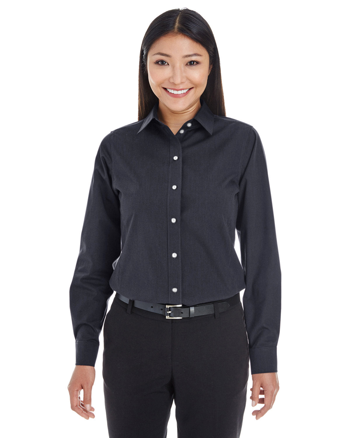 Elevate Your Elegance with the Devon & Jones Ladies' Crown Woven CollectionÂ® Striped Shirt