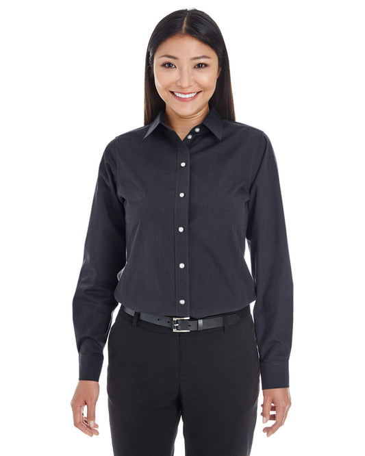 Elevate Your Elegance with the Devon & Jones Ladies' Crown Woven CollectionÂ® Striped Shirt
