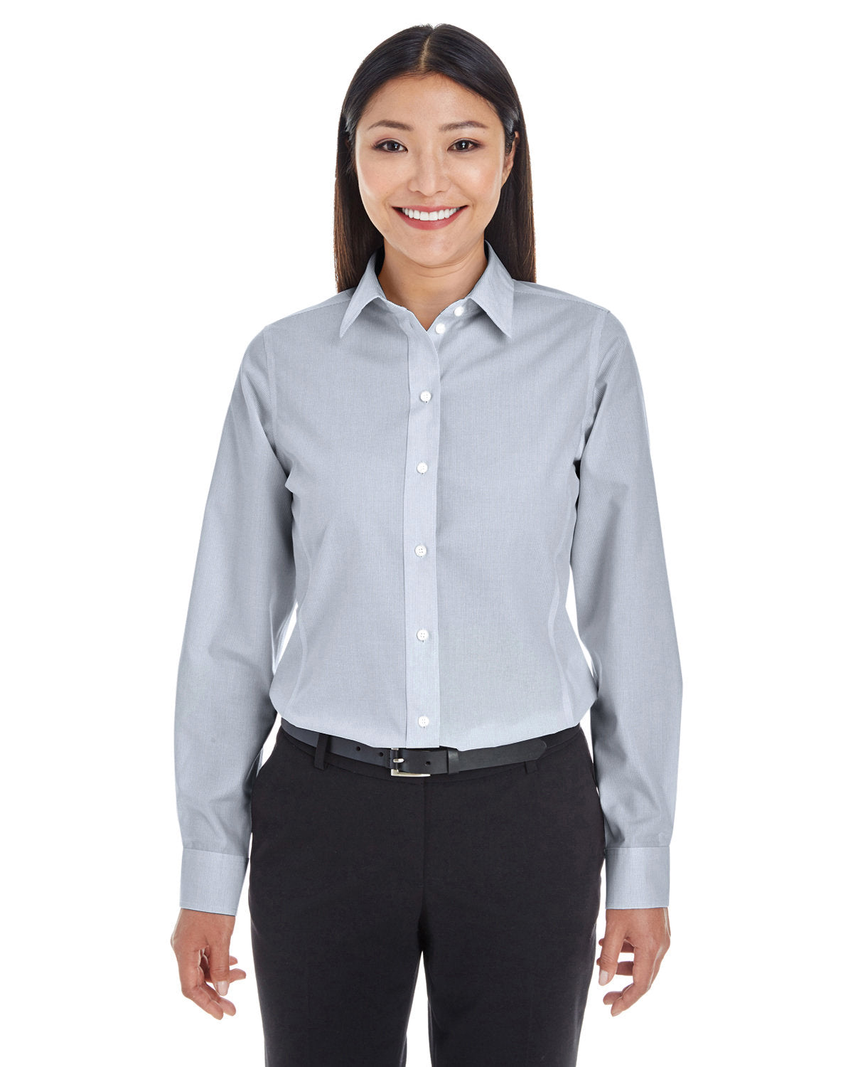 Elevate Your Elegance with the Devon & Jones Ladies' Crown Woven CollectionÂ® Striped Shirt