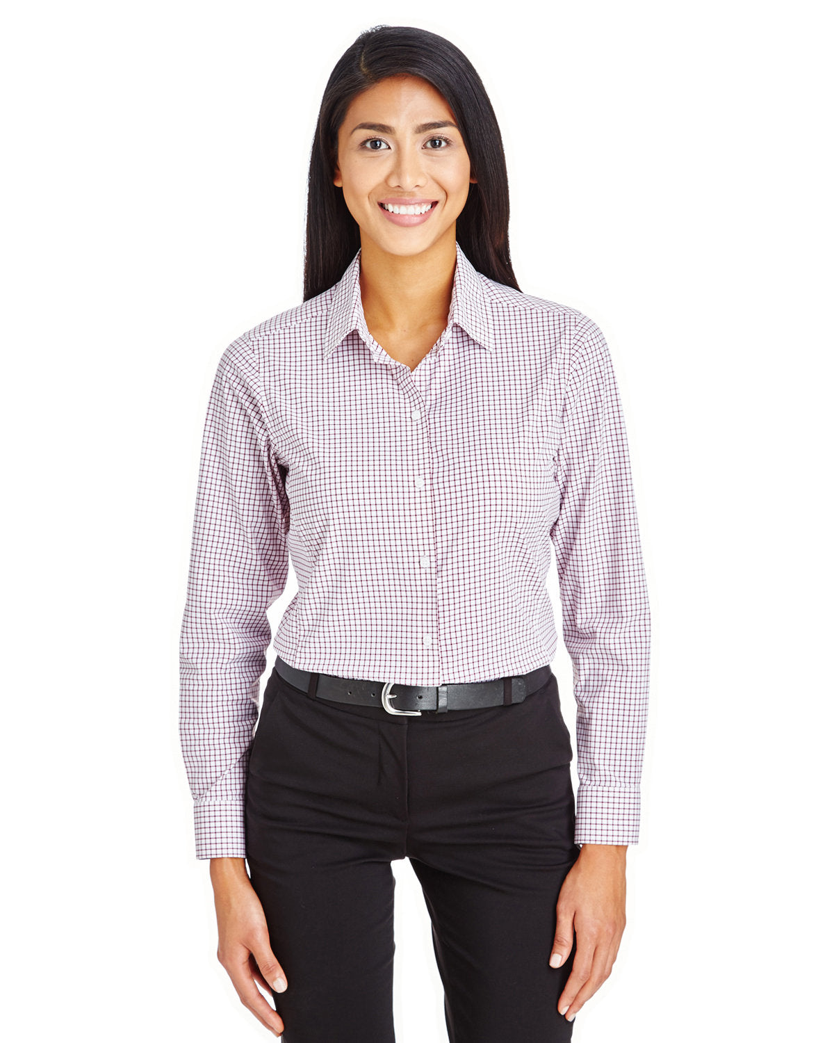 Elevate Your Elegance with the Devon & Jones CrownLux Performanceâ„¢ Ladies' Micro Windowpane Shirt