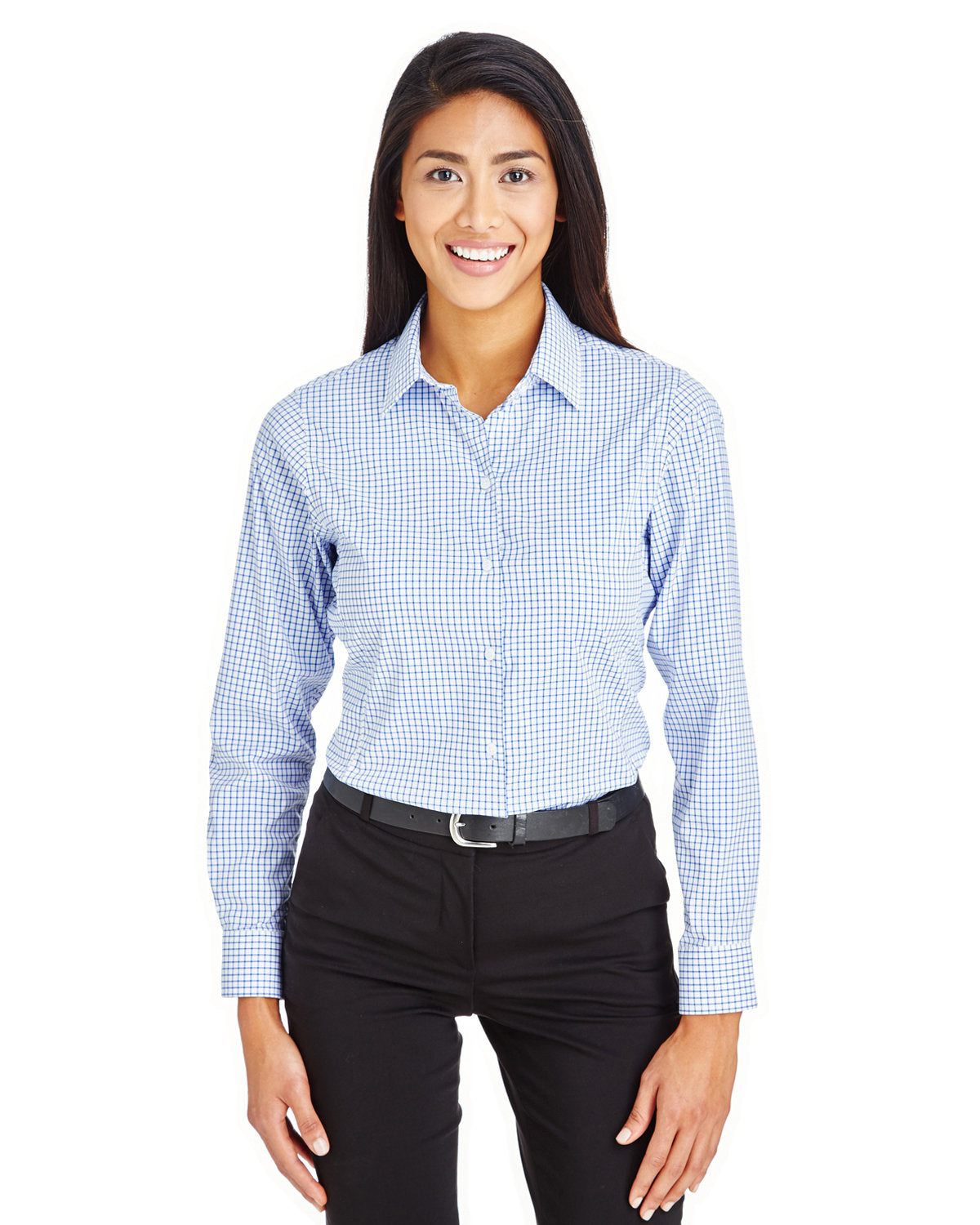 Elevate Your Elegance with the Devon & Jones CrownLux Performanceâ„¢ Ladies' Micro Windowpane Shirt