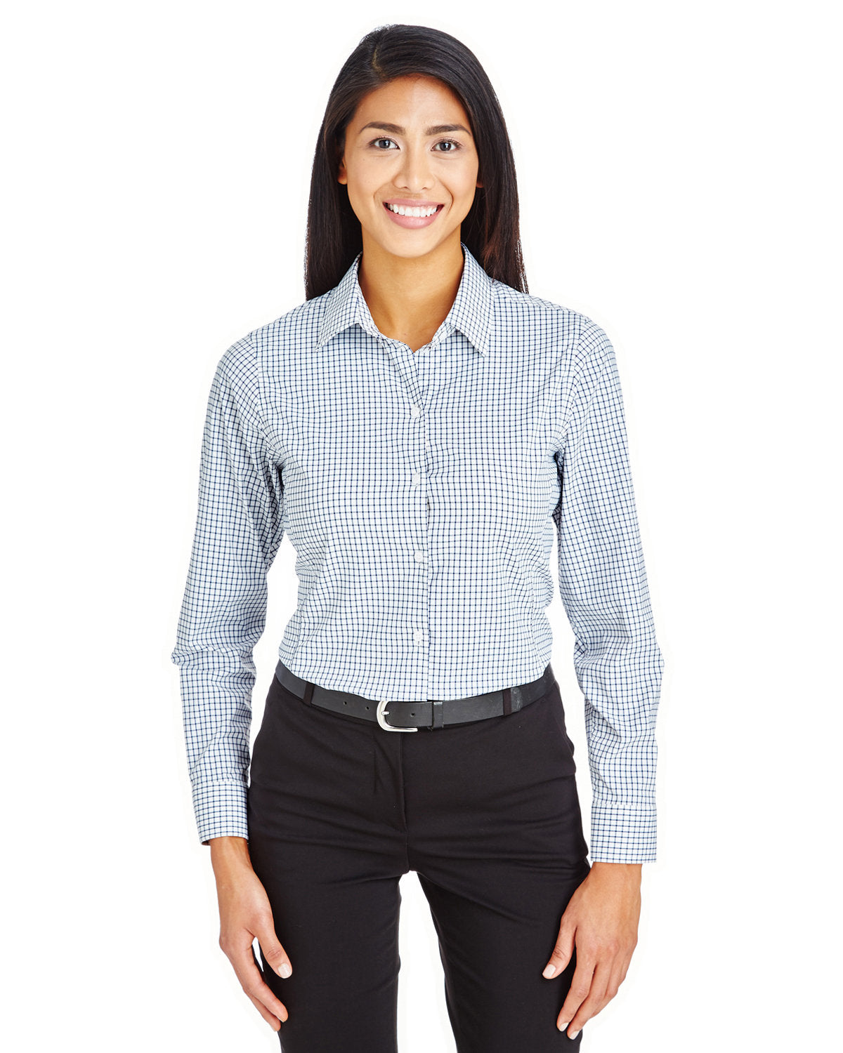 Elevate Your Elegance with the Devon & Jones CrownLux Performanceâ„¢ Ladies' Micro Windowpane Shirt