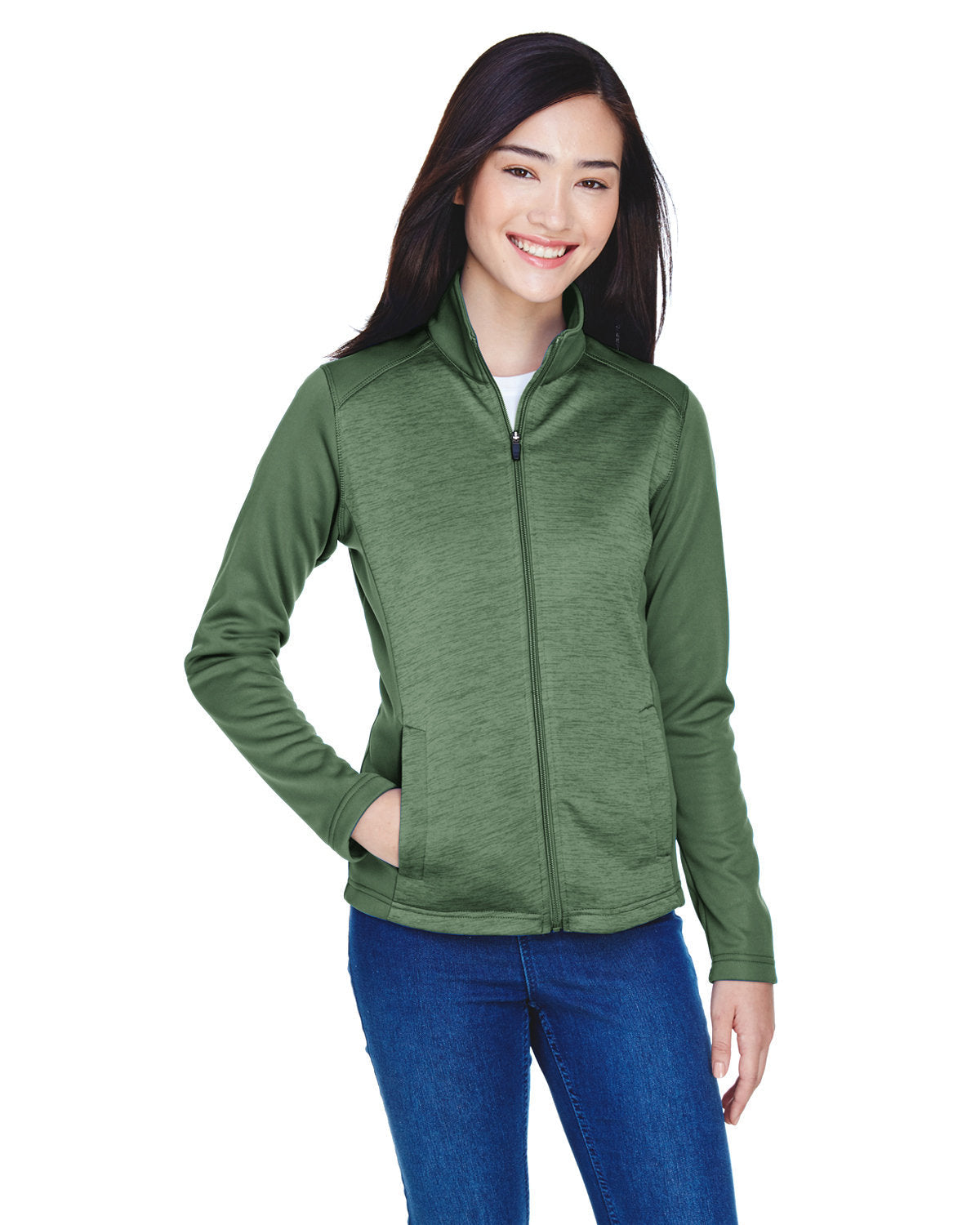 Contemporary Chic: Devon & Jones Ladies' Newbury Colorblock MÃ©lange Fleece Full-Zip Jacket