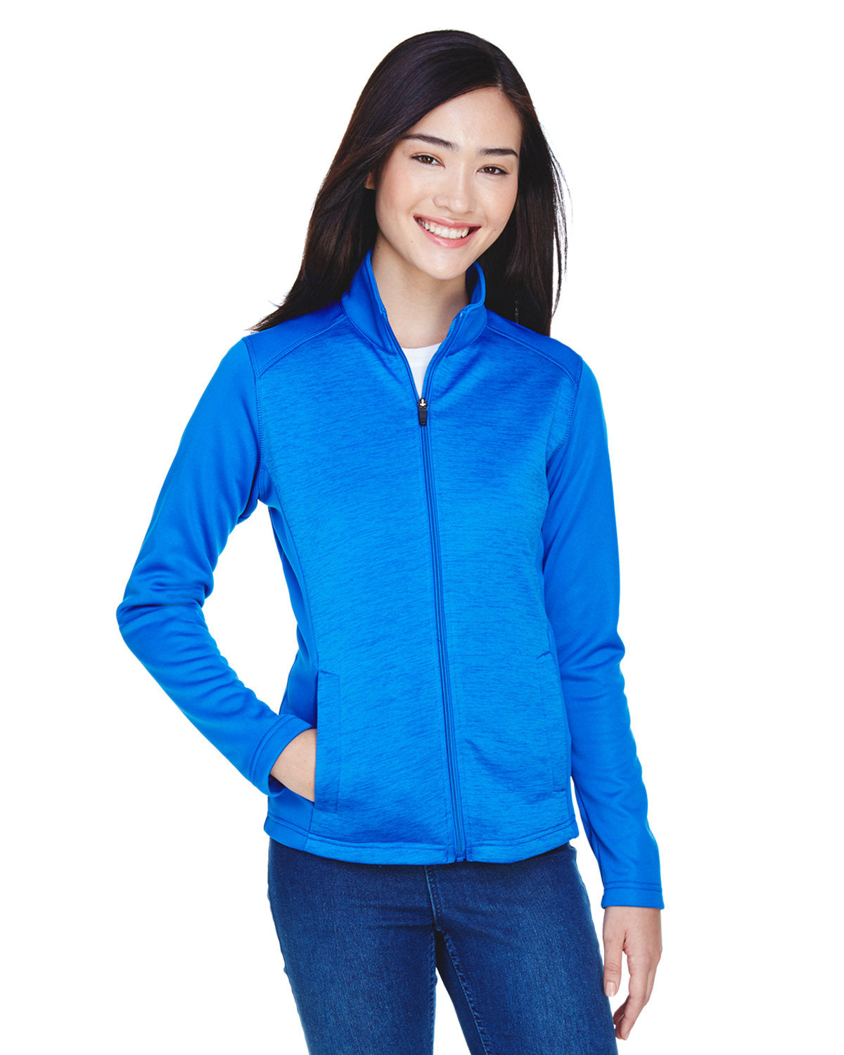 Contemporary Chic: Devon & Jones Ladies' Newbury Colorblock MÃ©lange Fleece Full-Zip Jacket
