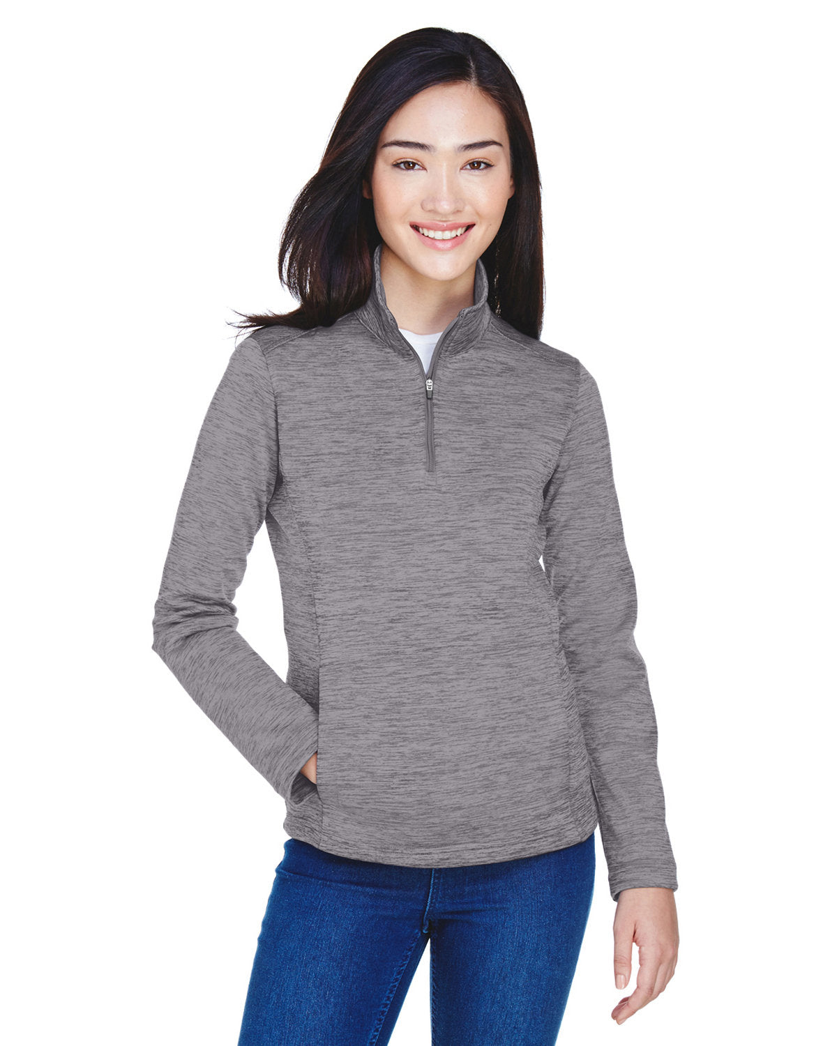 Effortless Elegance: Devon & Jones Ladies' Newbury MÃ©lange Fleece Quarter-Zip Pullover