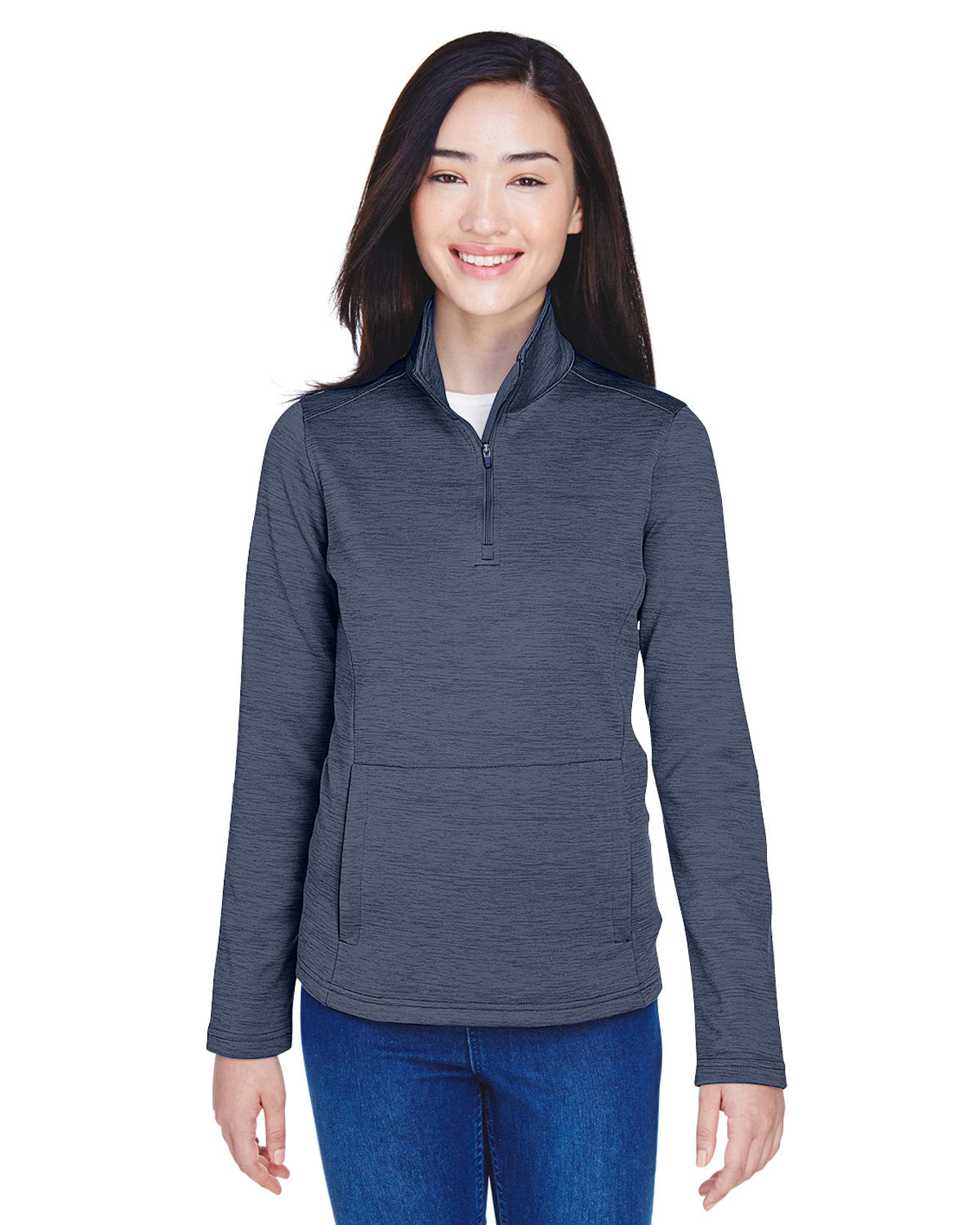 Effortless Elegance: Devon & Jones Ladies' Newbury MÃ©lange Fleece Quarter-Zip Pullover