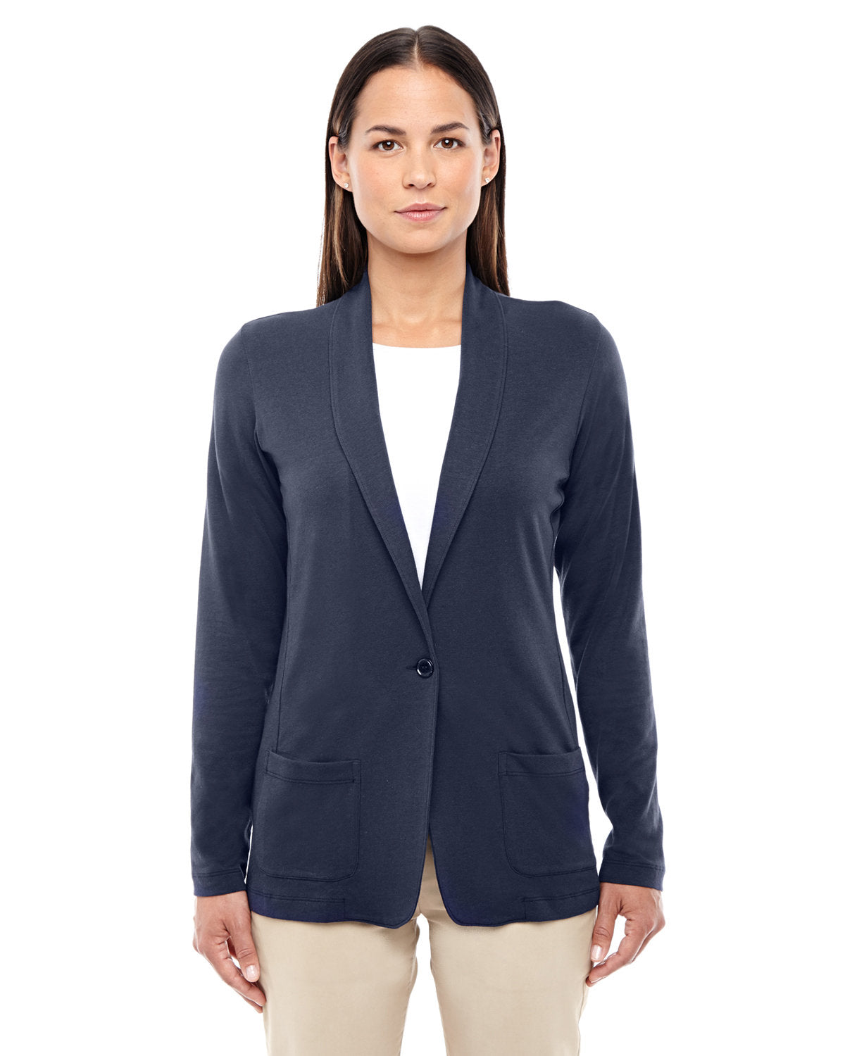 Elegant Drapery: Devon & Jones Ladies' Perfect Fitâ„¢ Shawl Collar Cardigan