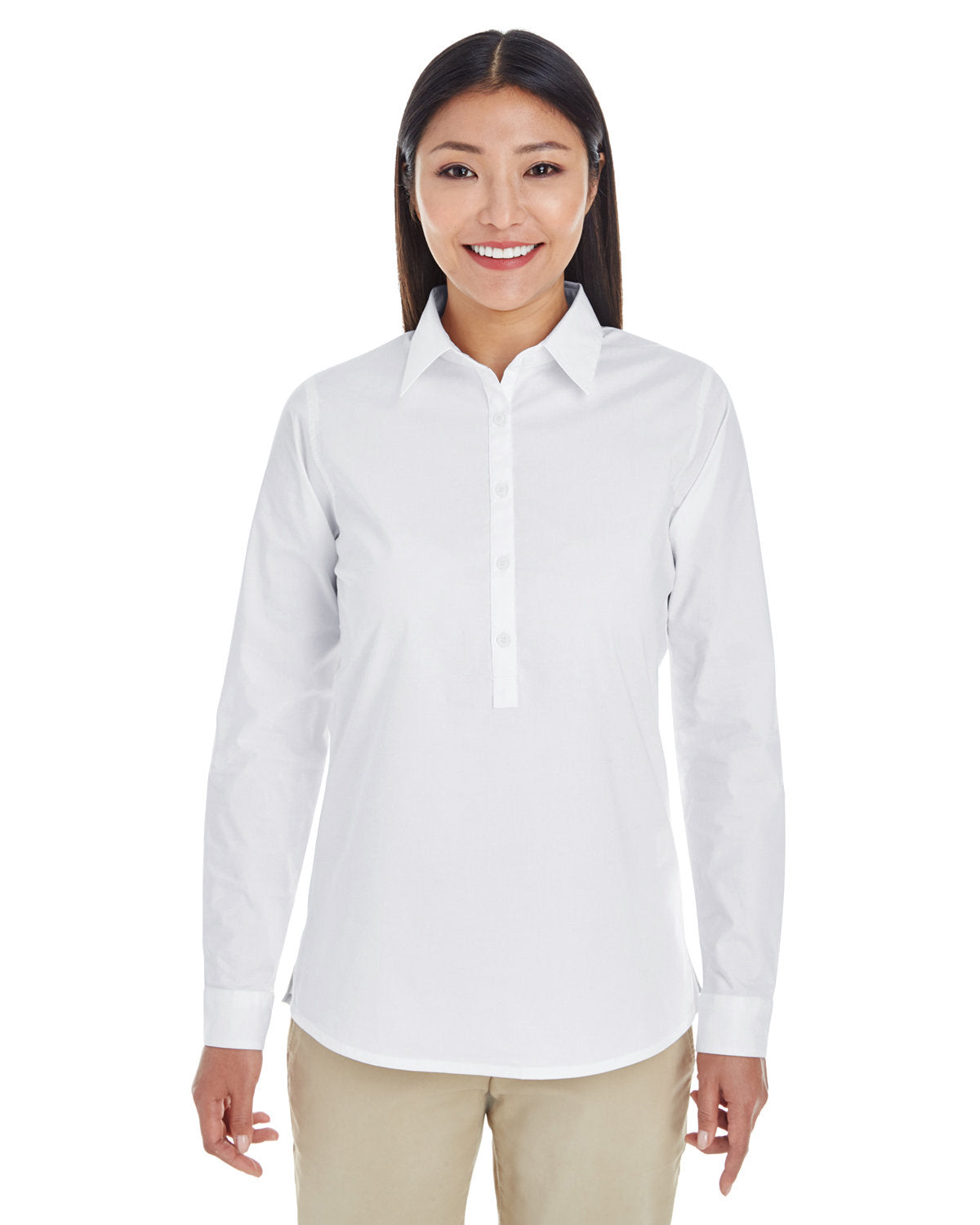 Effortless Sophistication: Devon & Jones Ladies' Perfect Fitâ„¢ Half-Placket Tunic Top