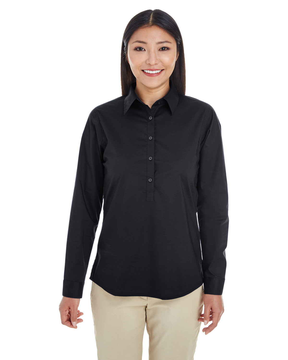 Effortless Sophistication: Devon & Jones Ladies' Perfect Fitâ„¢ Half-Placket Tunic Top
