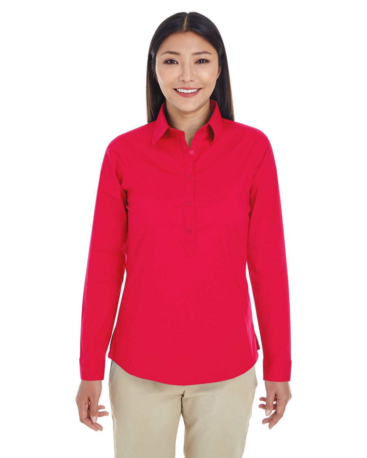 Effortless Sophistication: Devon & Jones Ladies' Perfect Fitâ„¢ Half-Placket Tunic Top