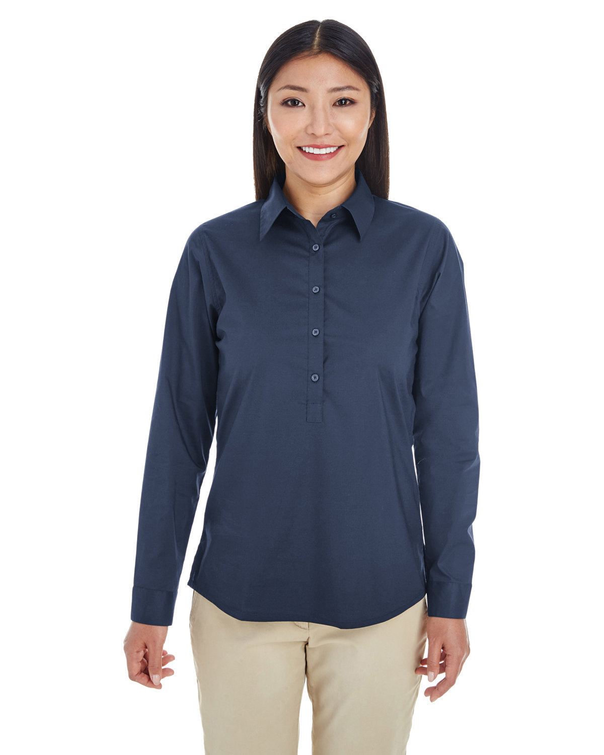 Effortless Sophistication: Devon & Jones Ladies' Perfect Fitâ„¢ Half-Placket Tunic Top