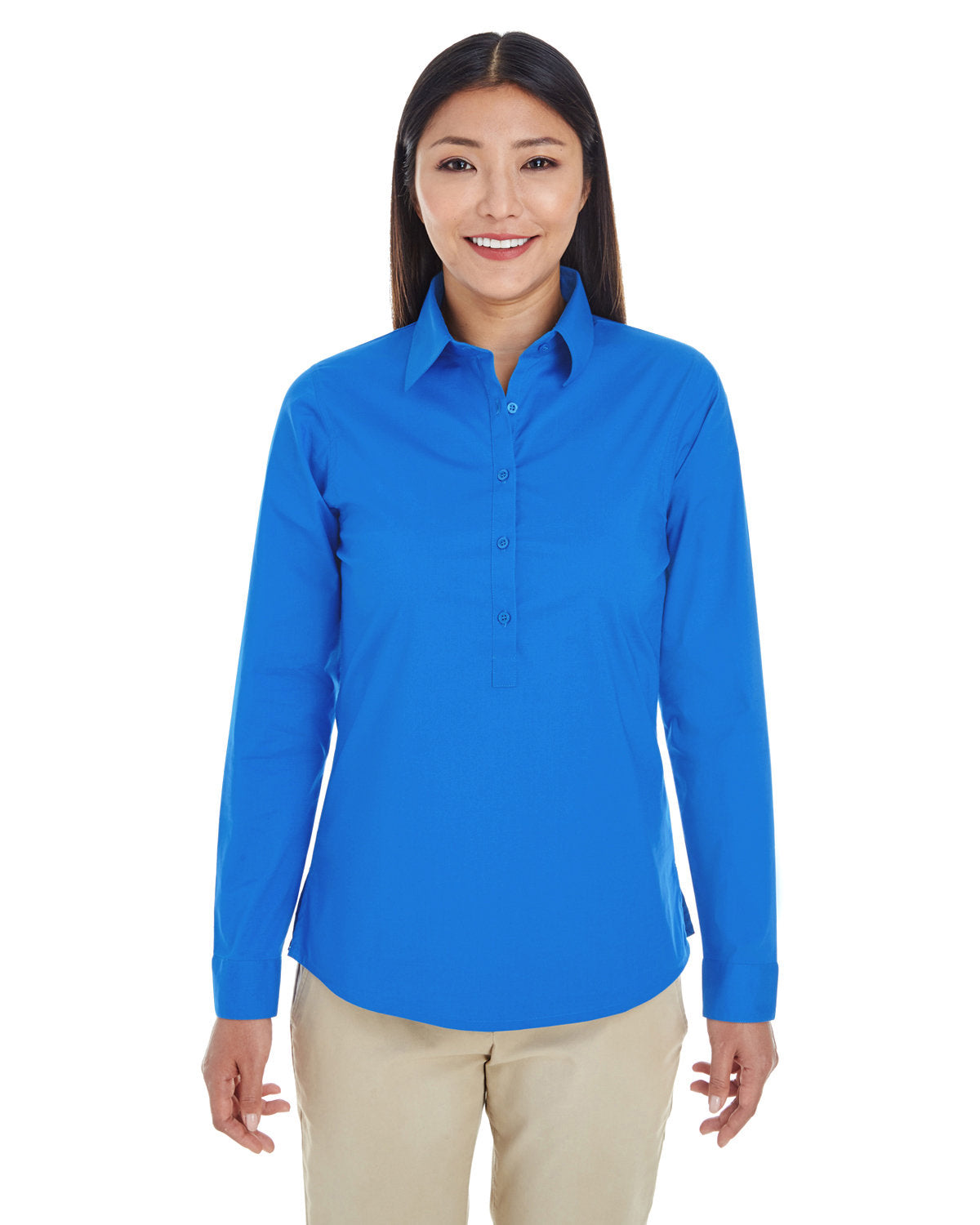 Effortless Sophistication: Devon & Jones Ladies' Perfect Fitâ„¢ Half-Placket Tunic Top