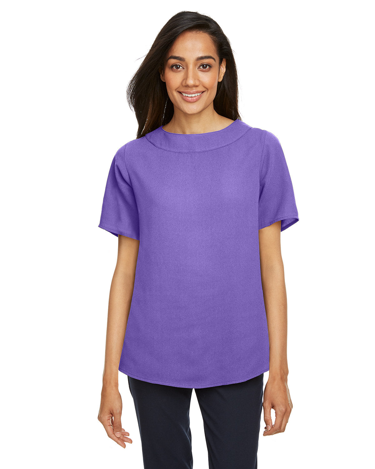 Effortlessly Chic: Devon & Jones Ladies' Perfect Fitâ„¢ Boat-Neck Blouse