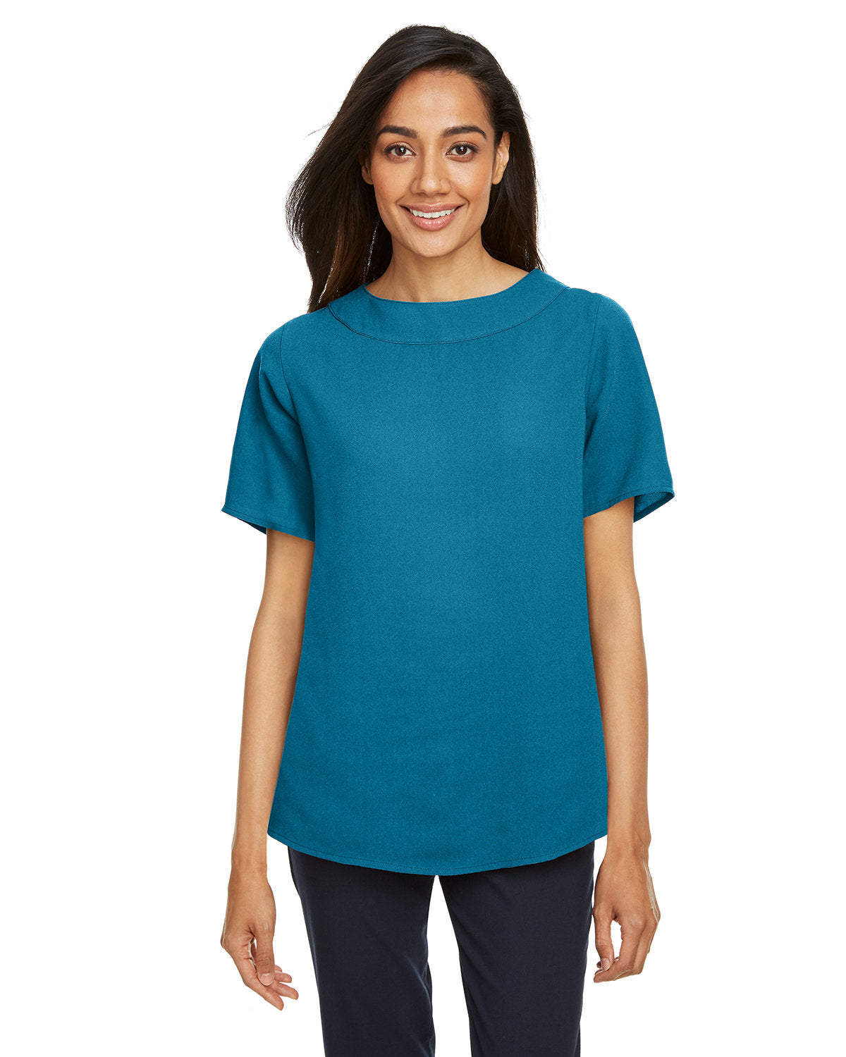 Effortlessly Chic: Devon & Jones Ladies' Perfect Fitâ„¢ Boat-Neck Blouse