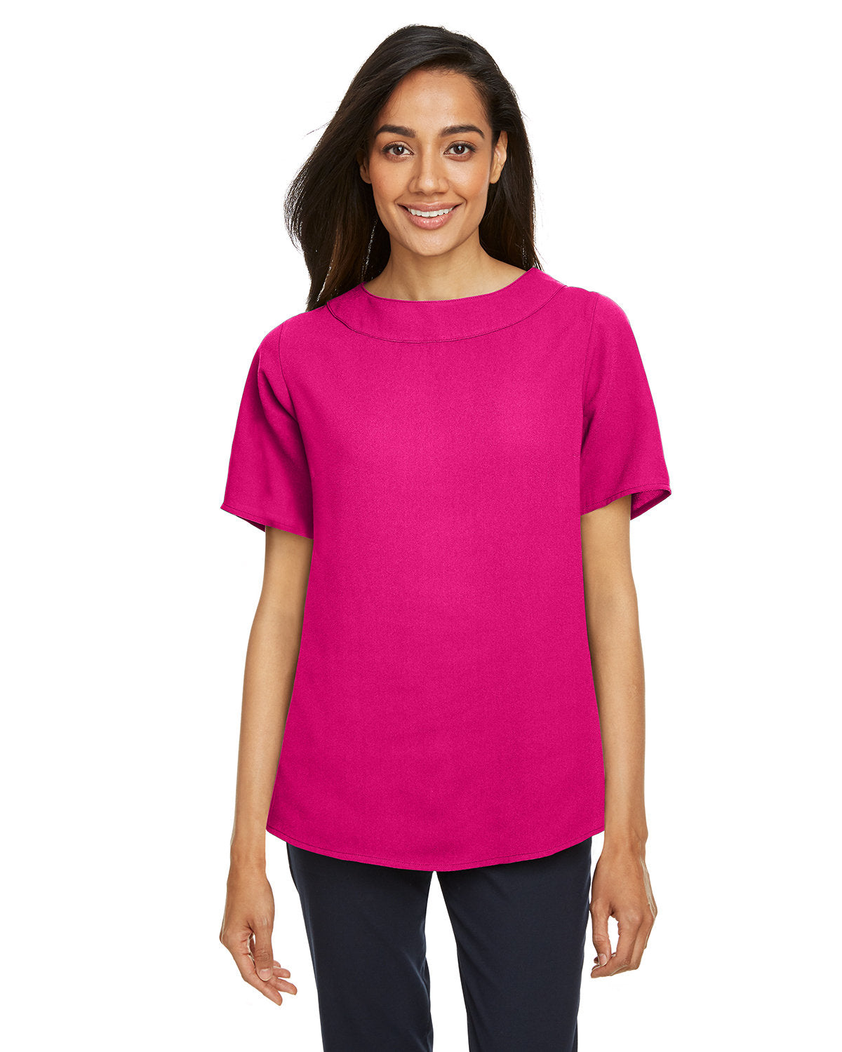Effortlessly Chic: Devon & Jones Ladies' Perfect Fitâ„¢ Boat-Neck Blouse