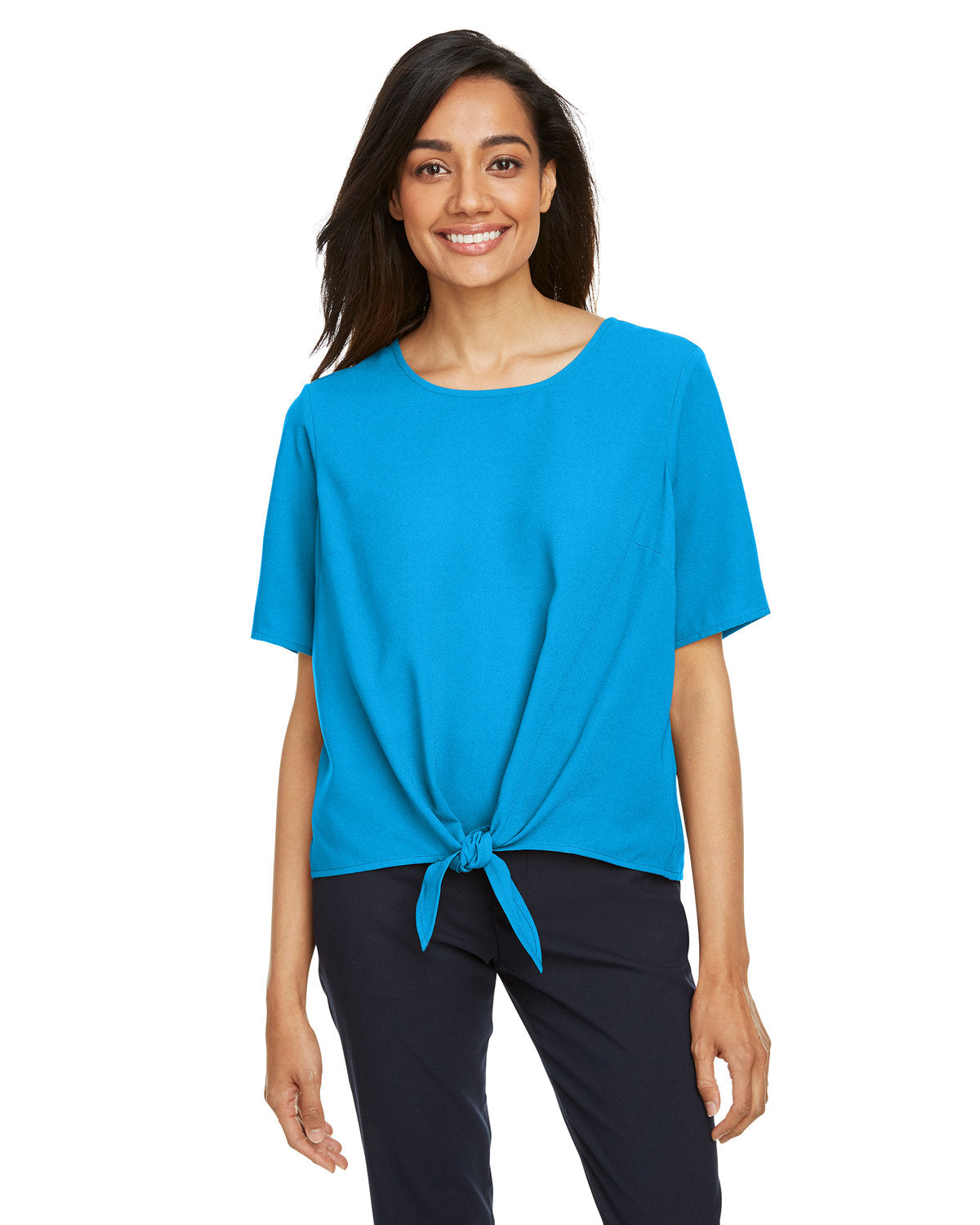 Effortlessly Stylish: Devon & Jones Ladies' Perfect Fitâ„¢ Tie-Front Blouse
