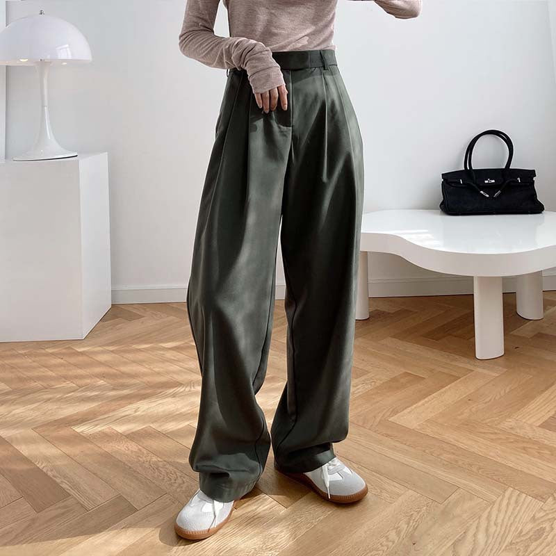 Fashion High Waist Smoke Tube Wide-leg Pants Loose