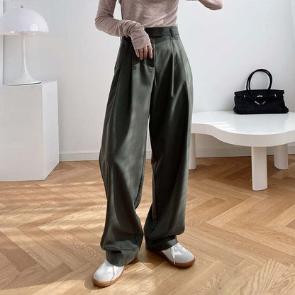 Fashion High Waist Smoke Tube Wide-leg Pants Loose