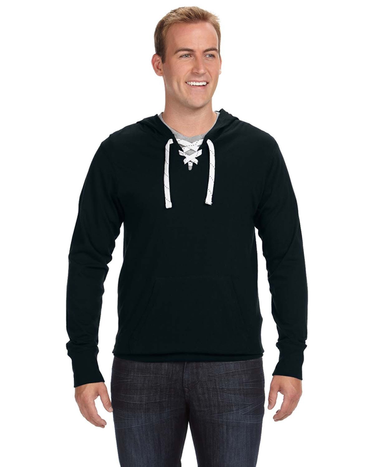Elevate Your Casual Athletic Look with the J America Adult Sport Lace Jersey Hood