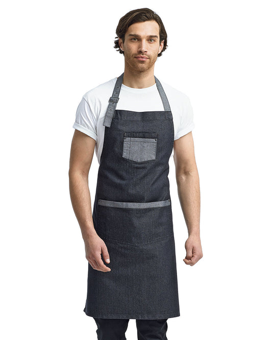 Artisan Domains: The Unisex Domain Contrast Denim Bib Apron from the Artisan Collection by Reprime