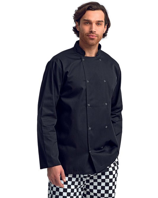 Artisan Mastery: The Unisex Studded Front Long-Sleeve Chef's Coat from the Artisan Collection by Reprime