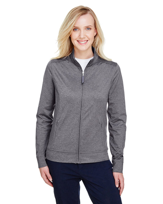 Effortless Expedition: UltraClub Ladies' Navigator Heather Performance Full-Zip