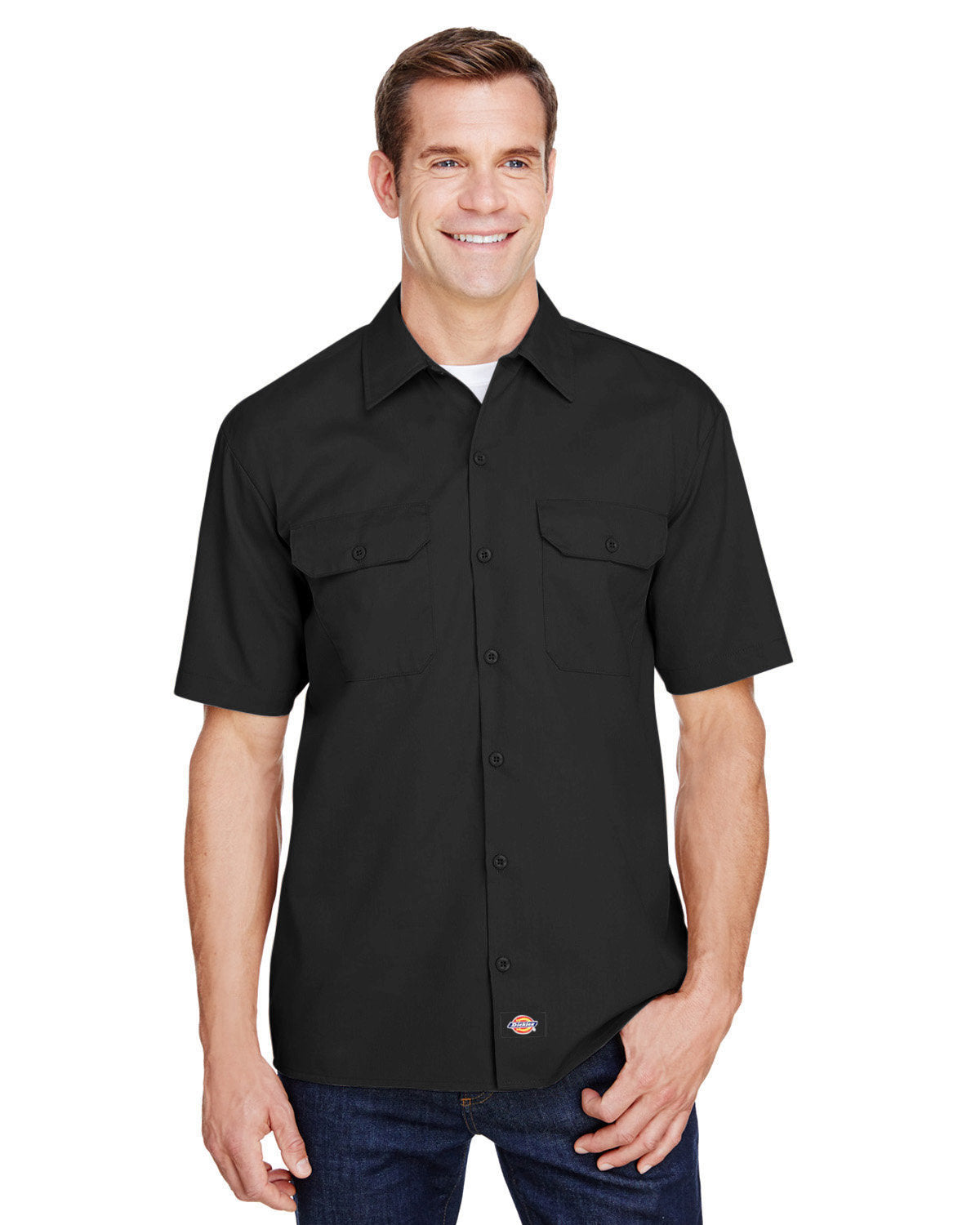 Dickies Men's FLEX Relaxed Fit Short-Sleeve Twill Work Shirt