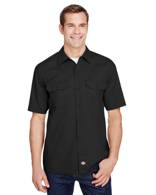 Dickies Men's FLEX Relaxed Fit Short-Sleeve Twill Work Shirt